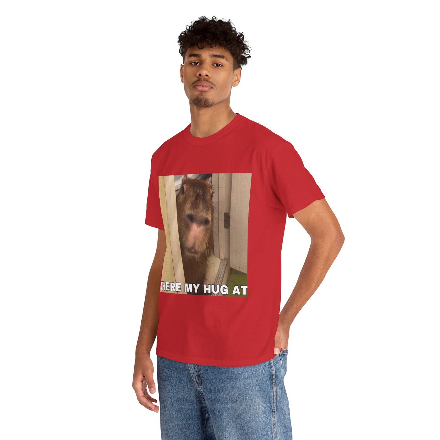 "Where my hug at" Printed T-Shirt