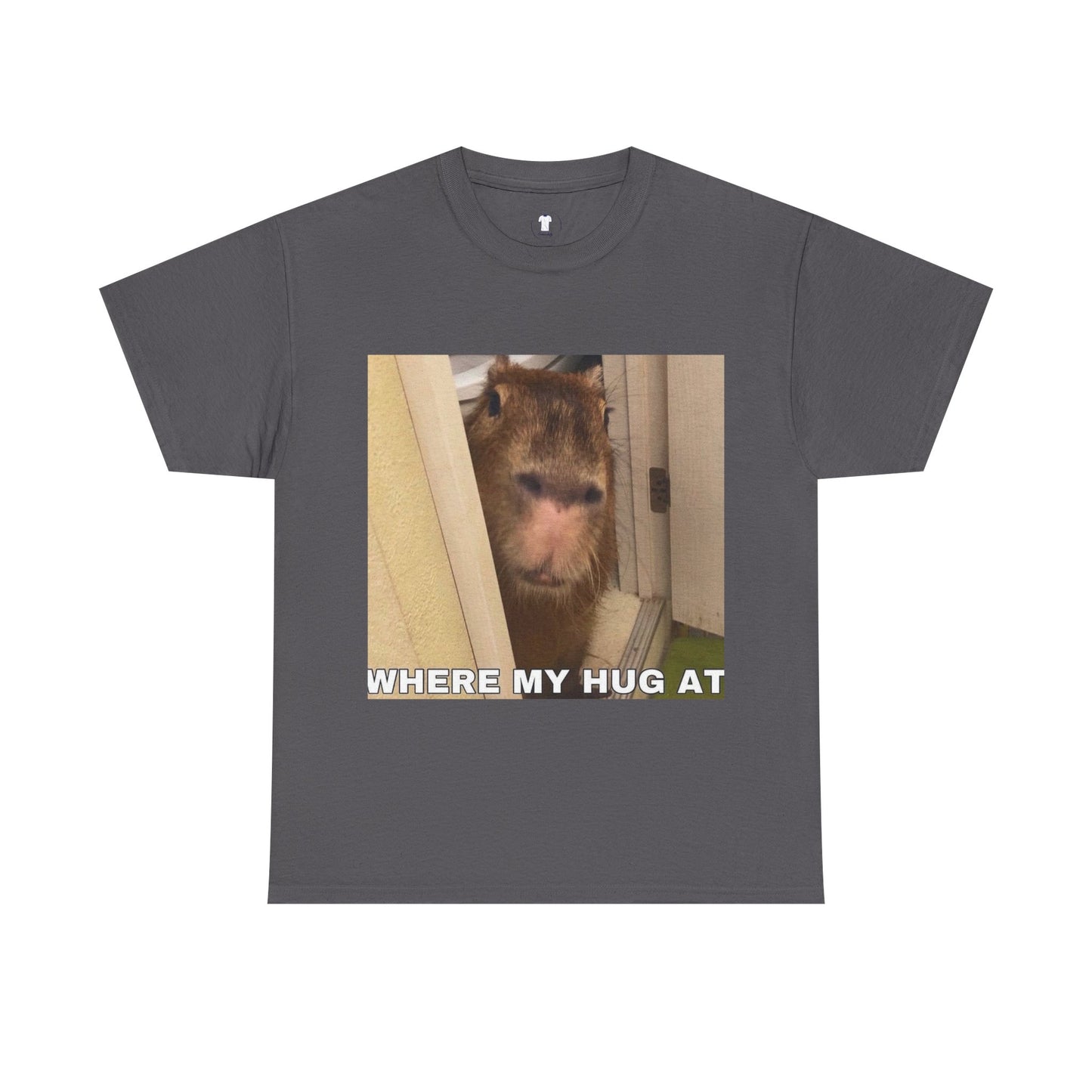 "Where my hug at" Printed T-Shirt