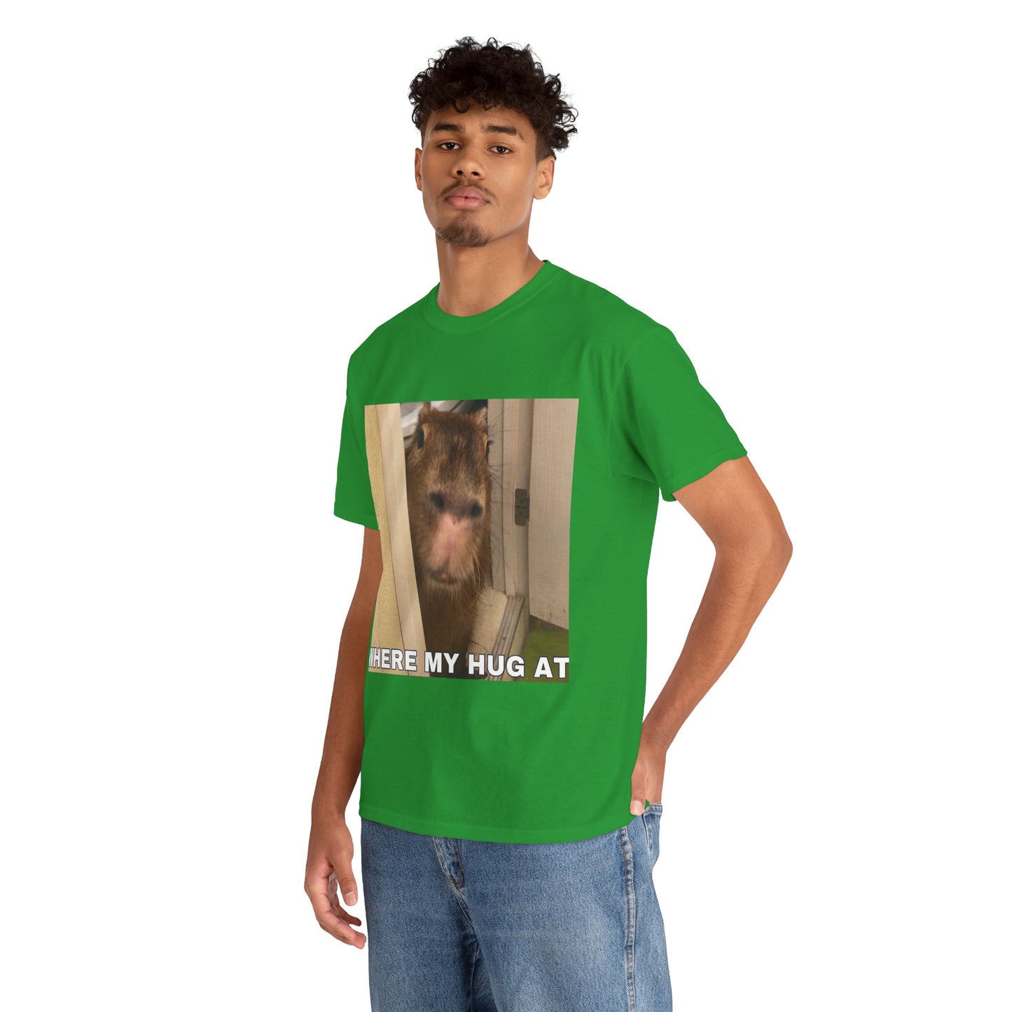 "Where my hug at" Printed T-Shirt