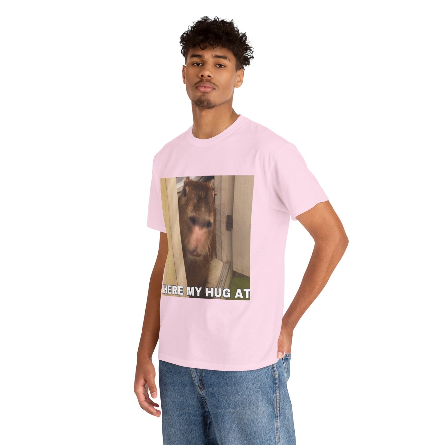 "Where my hug at" Printed T-Shirt